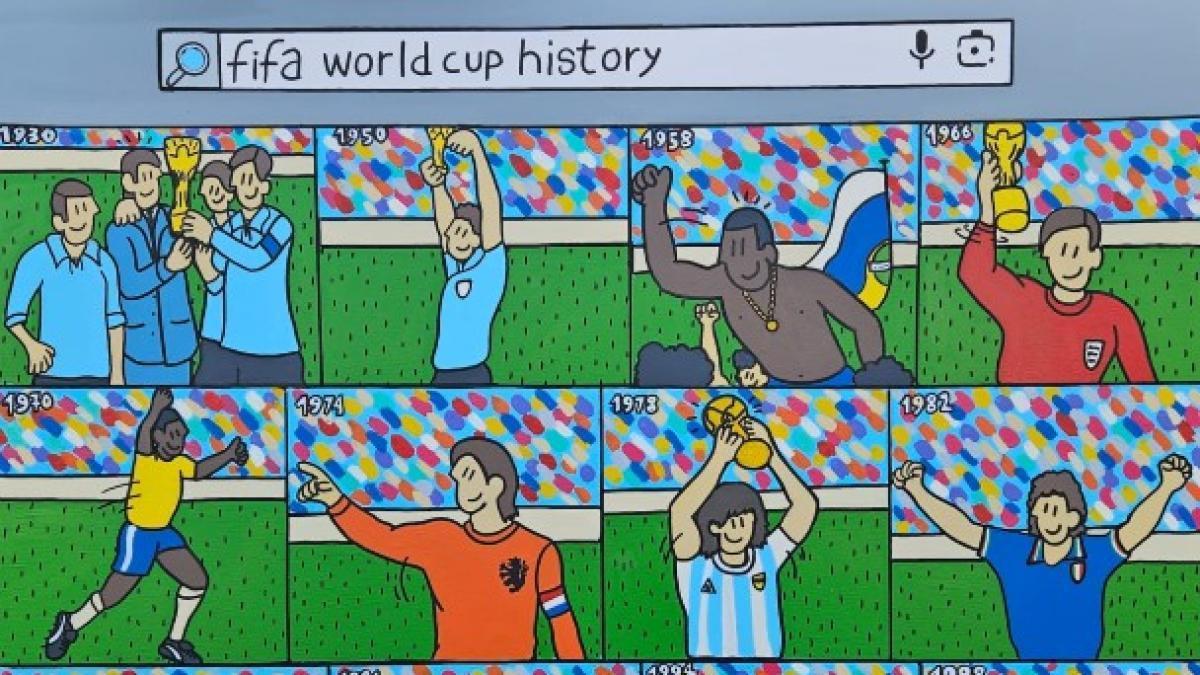 Barcelone expose un siècle de Coupe du monde dans une fresque géante